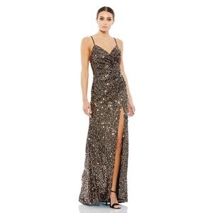 Mac Duggal 55700 NWT SEQUINED GATHER WAIST GOWN